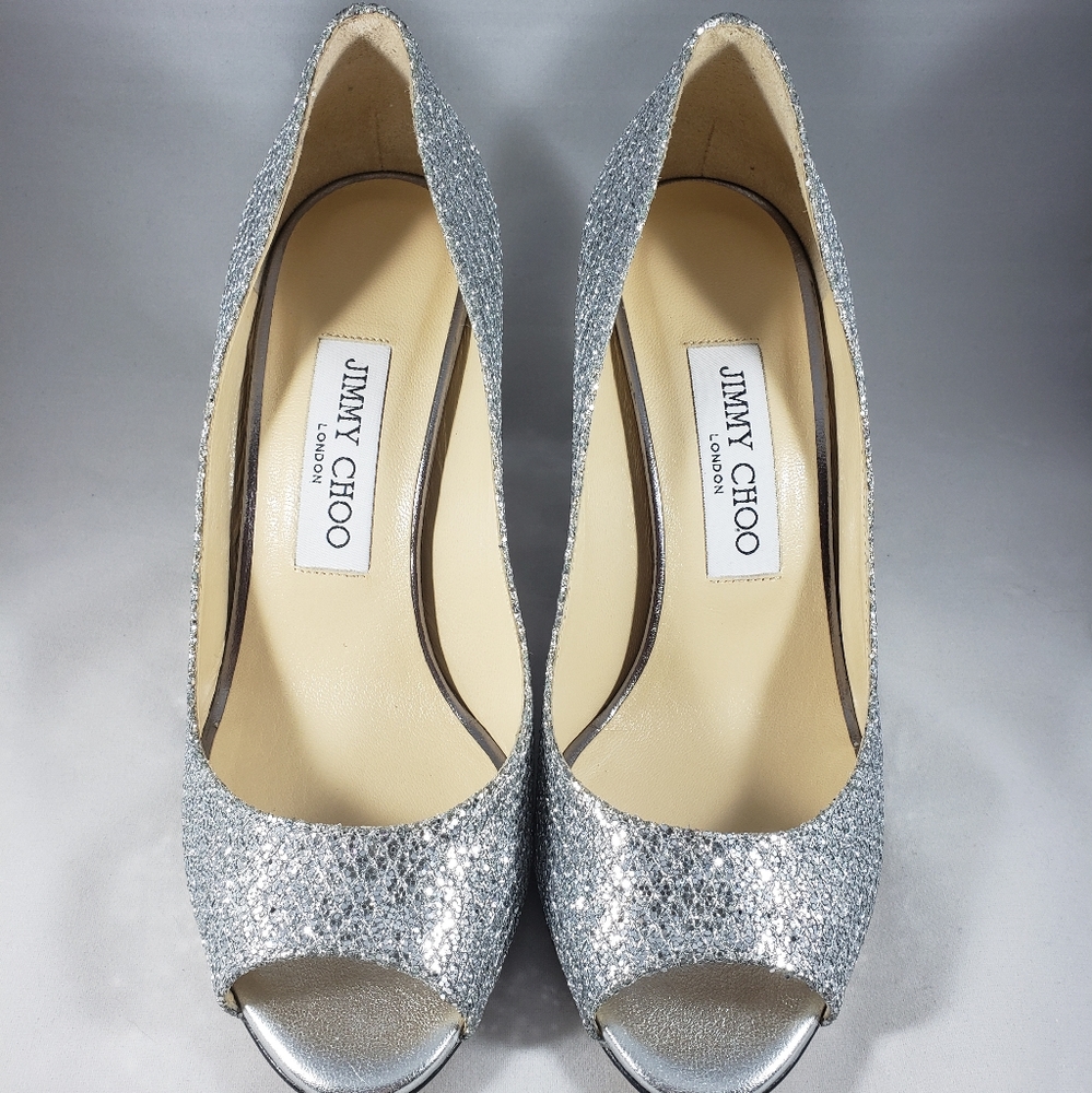 Jimmy Choo Baxen Silver Wedge Heel Sandal